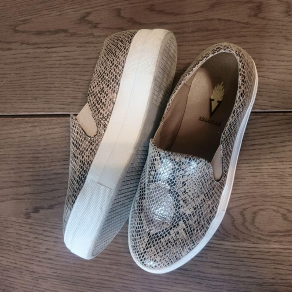 VOLATILE Snake Print Slip-On Sneakers